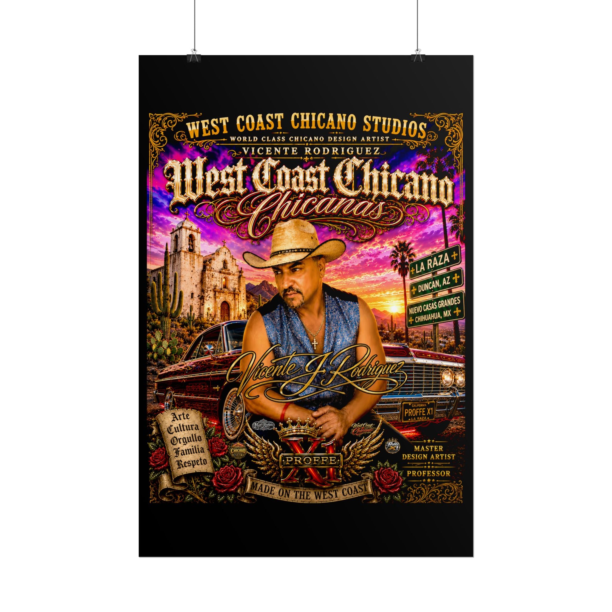 West Coast Chicano Rolled Poster — Vintage Lowrider & Cultura Art Print