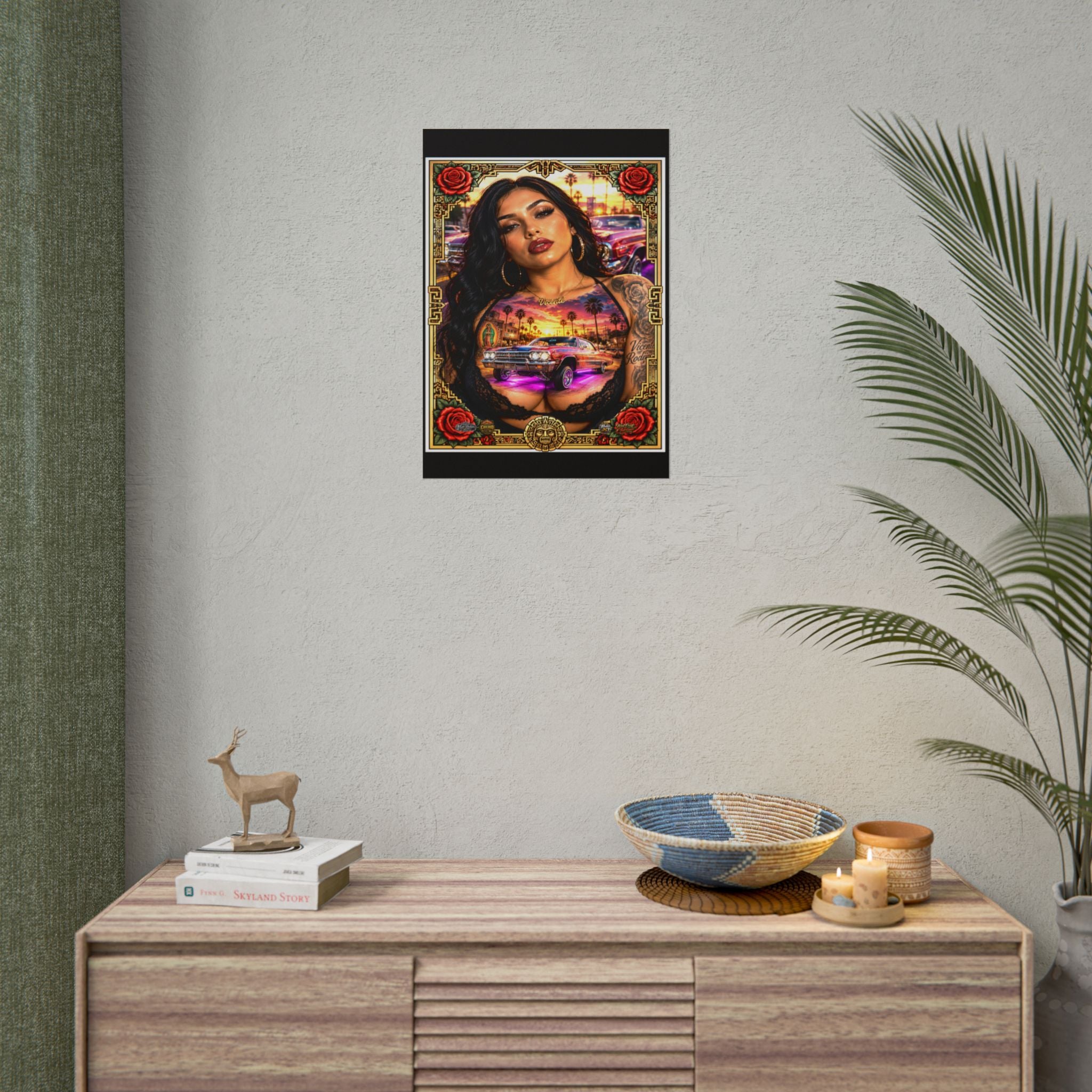 Lowrider Girl Rolled Poster — Chicano Art Pinup Print