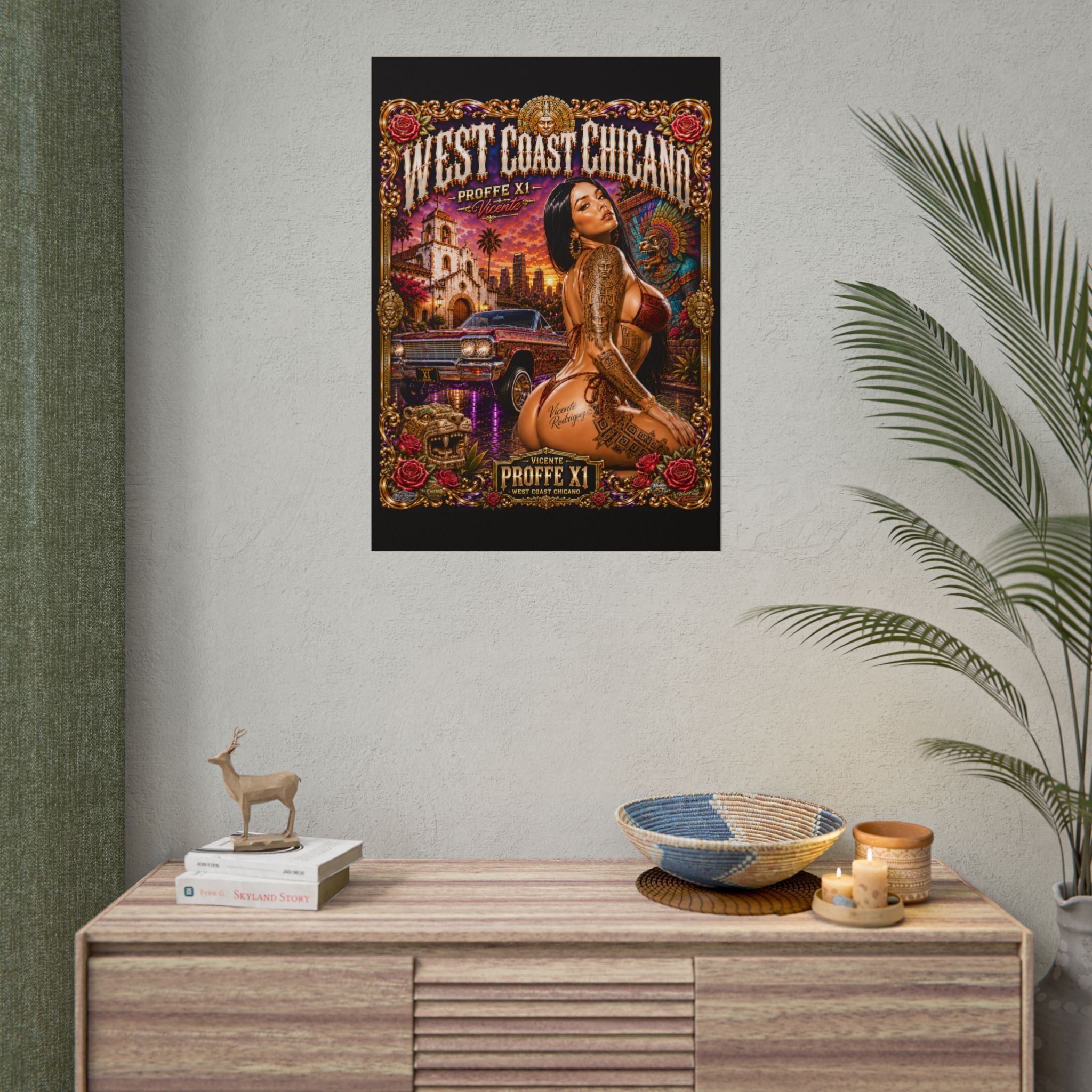 West Coast Chicana Rolled Poster — Lowrider Pinup Art Print