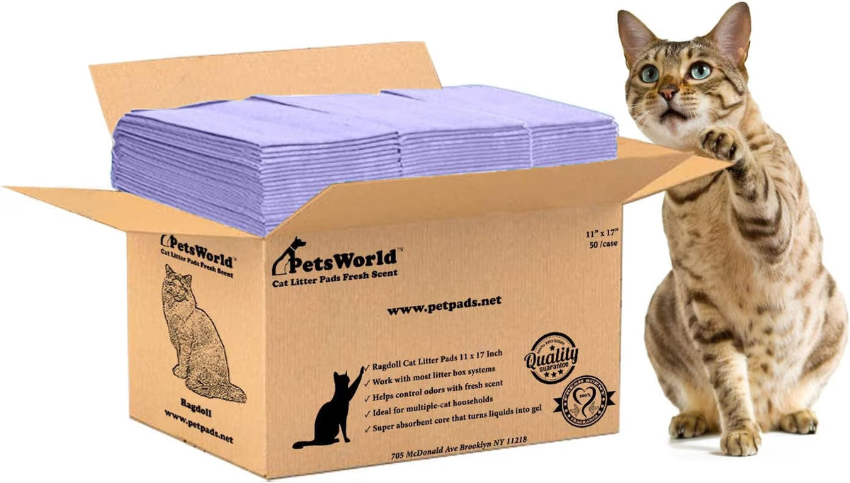 Cat Litter Pads Fresh Scent 50 Count, Heavy Duty Absorbancy